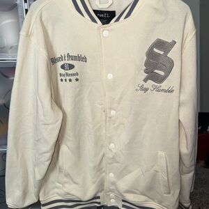 Cream and Gray Varsity Jacket